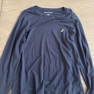Nautica Men’s Navy Blue Cotton Long Sleeve Crewneck T-Shirt Size L